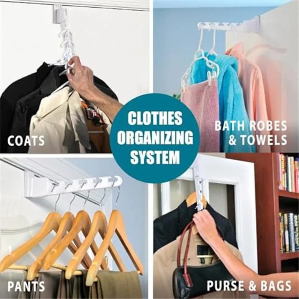 Over The Door Hanger Organizer 3Pack Clothes Hanger Hooks Space Saving Rack Whit